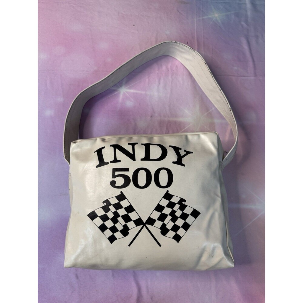 Vintage 1980s Indianapolis 500 Indy 500 Checkered Flag Zippered Duffel Bag